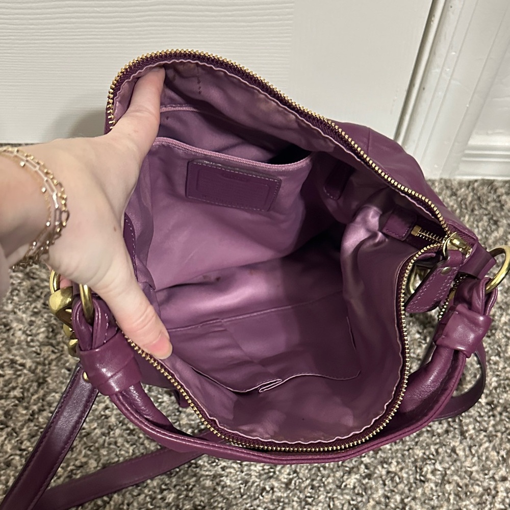 Coach Kristin Purple Leather Hobo Satchel - Picture 8 of 9